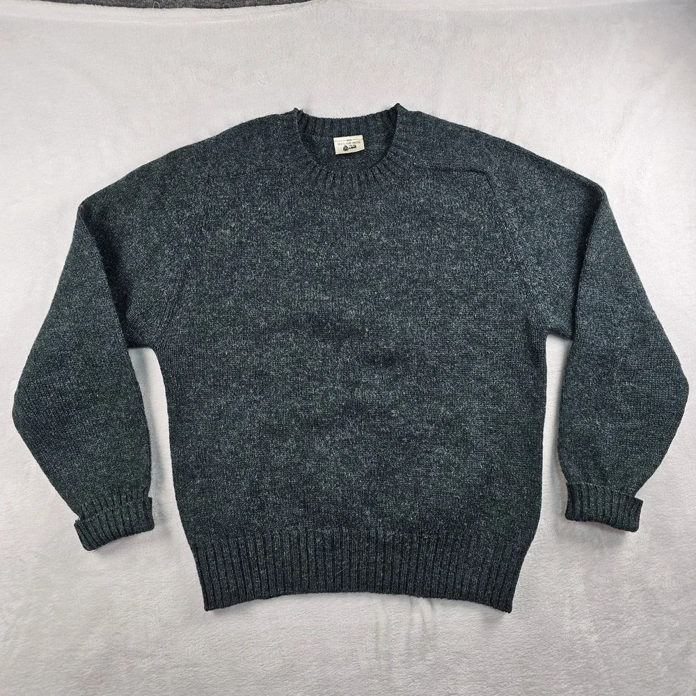 Vtg 100% Shetland Wool Knit Sweater Mens 42 Hunter Forest Green Marled Ireland